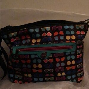 Chic Multicolor Crossbody Bag with Sunglasses Pattern